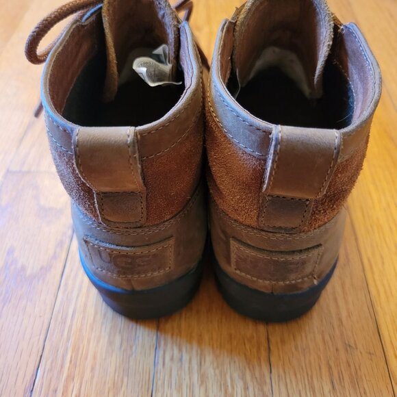 Ugg 5.5 Brown Leather Ankle Boots HEATHER Waterproof Wool Lining - Picture 11 of 11